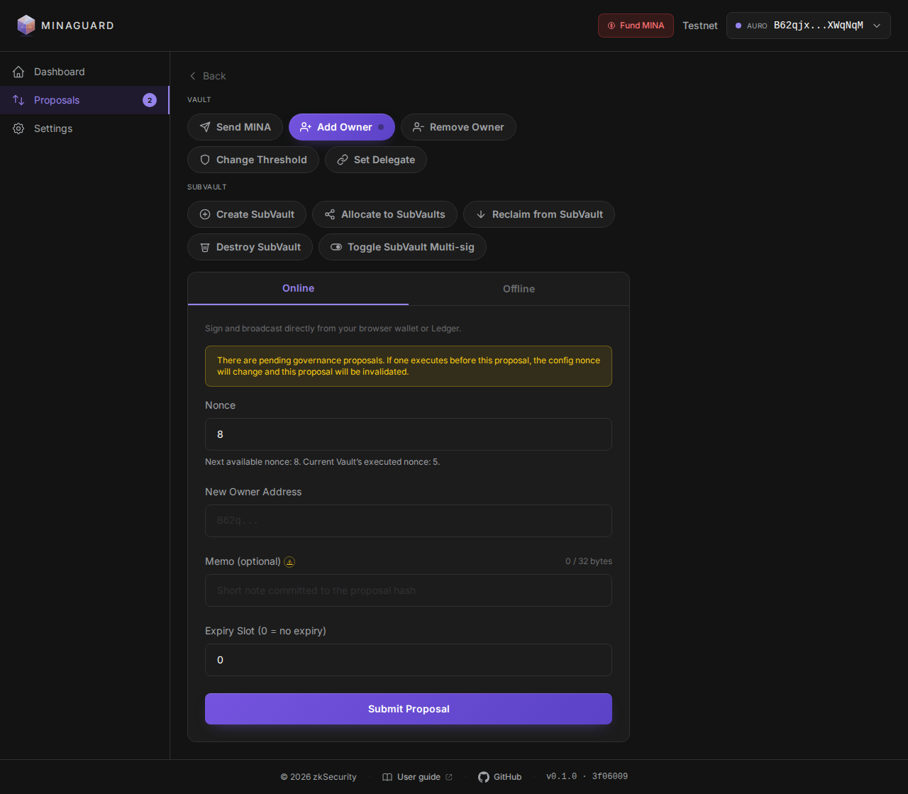 Add Owner form