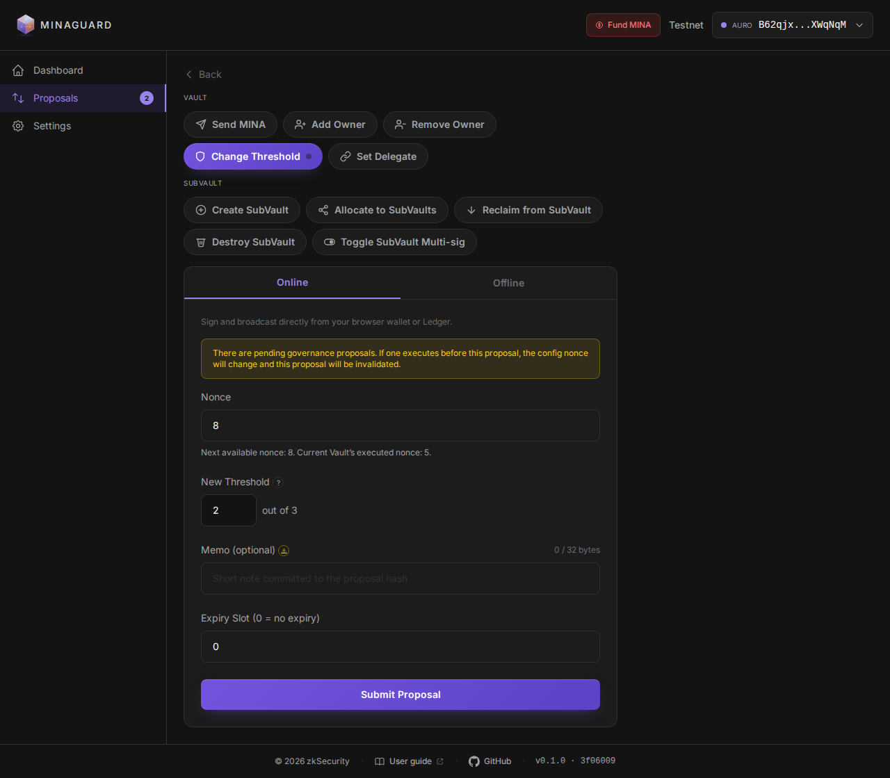 Change Threshold form