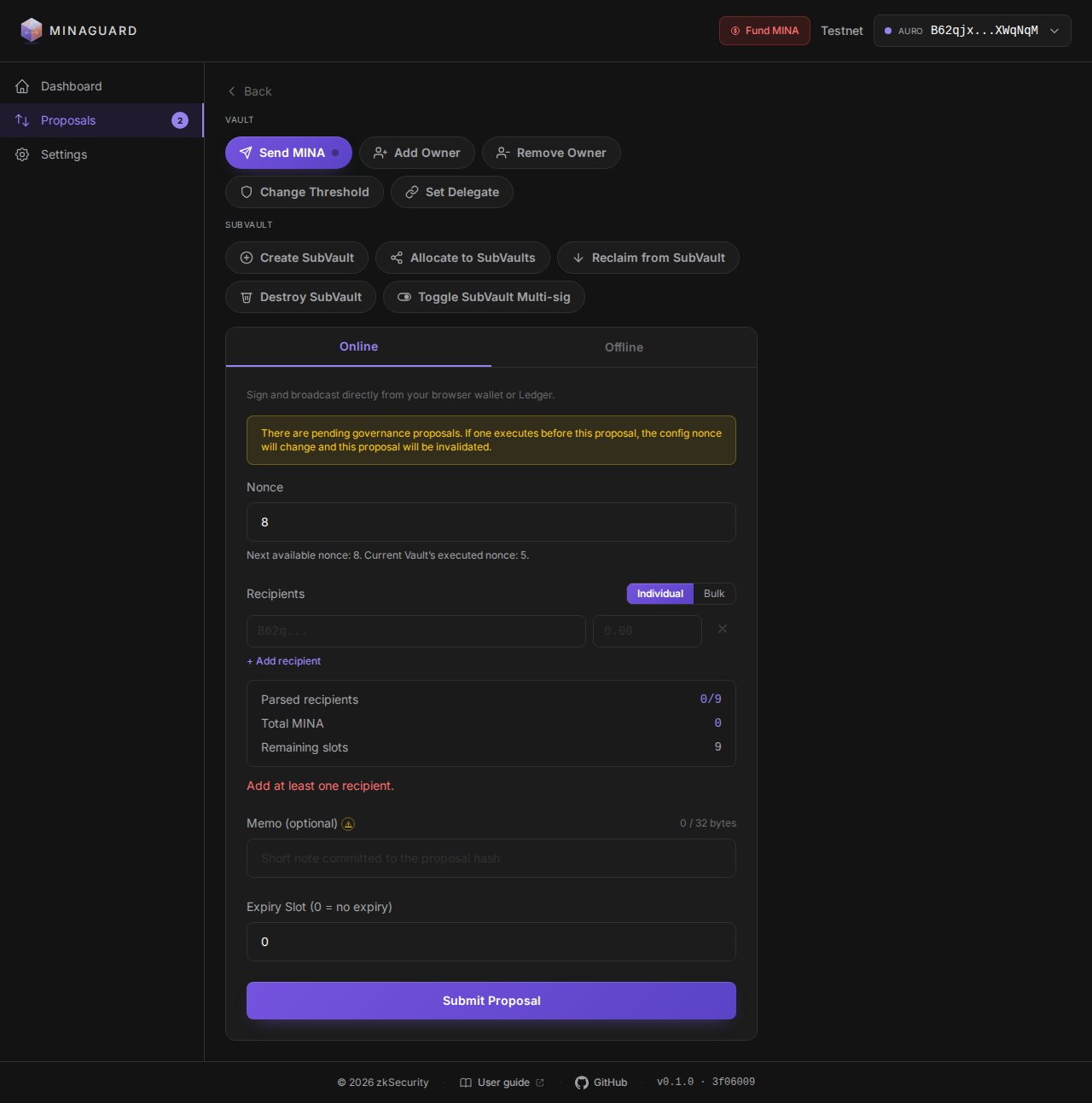 New Proposal form